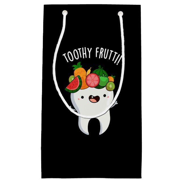 Petit Sac Cadeau Toothy Fruity Funny Dental Pun Dark BG (Devant)