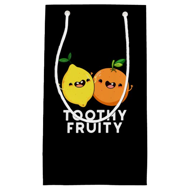 Petit Sac Cadeau Toothy Fruity Funny Fruit Pun Dark BG (Devant)