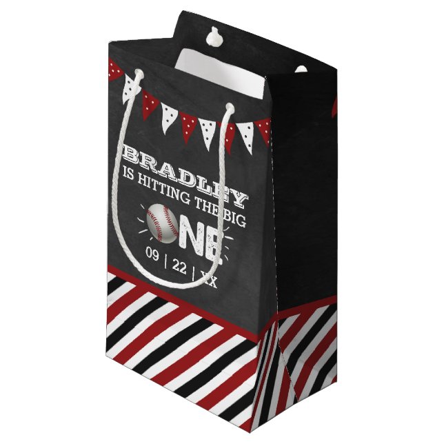 Petit Sac Cadeau Toucher Le Grand | Baseball 1er anniversaire (Devant Angle)