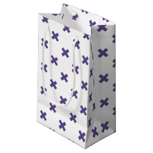Petit Sac Cadeau Traces croisées ultra violettes sur blanc