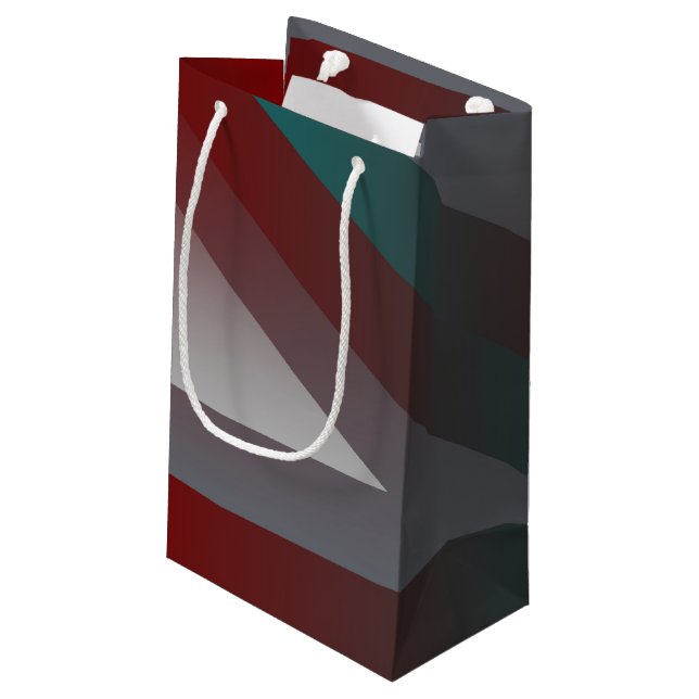 Petit Sac Cadeau triangle gris bordeaux turquoise (Dos Angle)