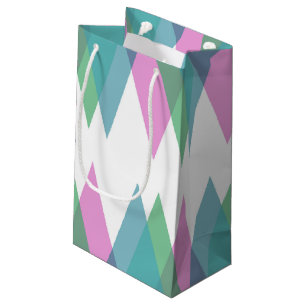 Petit Sac Cadeau Triangles roses et verts