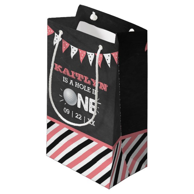 Petit Sac Cadeau Trou en une fille Golf 1er anniversaire Par tee (Devant Angle)