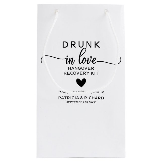 Petit Sac Cadeau Trousse de passe Mariage Drunt In Love (Dos)