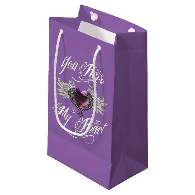 Petit Sac Cadeau Tu As Mon Coeur Rose (Devant Angle)