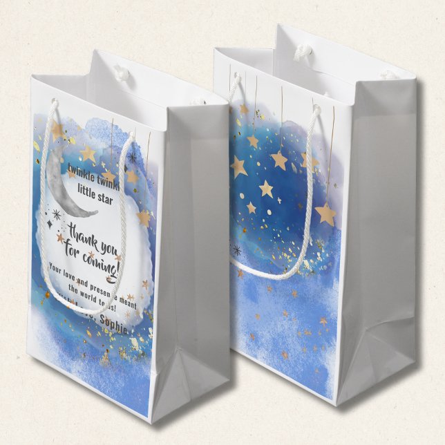 Petit Sac Cadeau Twinkle Twinkle Little Star, Blue And Gold (Créateur téléchargé)