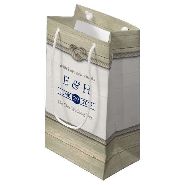 Petit Sac Cadeau Tying The Knot Rustic Beach Wedding (Devant Angle)