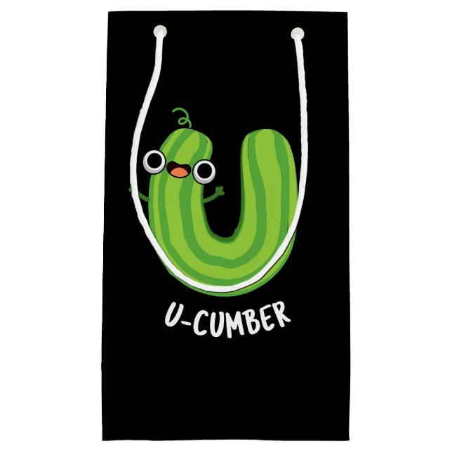 Petit Sac Cadeau U-cumber Funny Concombre Pun de Concombre Dark BG (Devant)