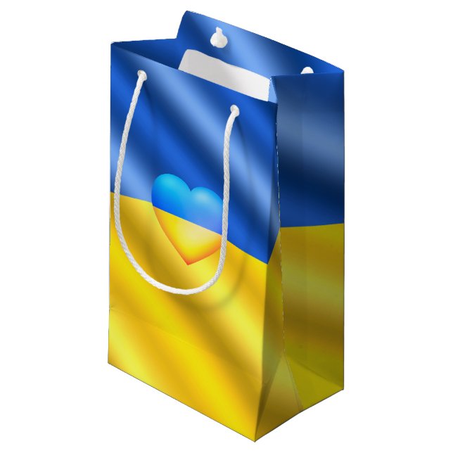 Petit Sac Cadeau Ukraine - Paix - drapeau ukrainien - Liberté (Devant Angle)