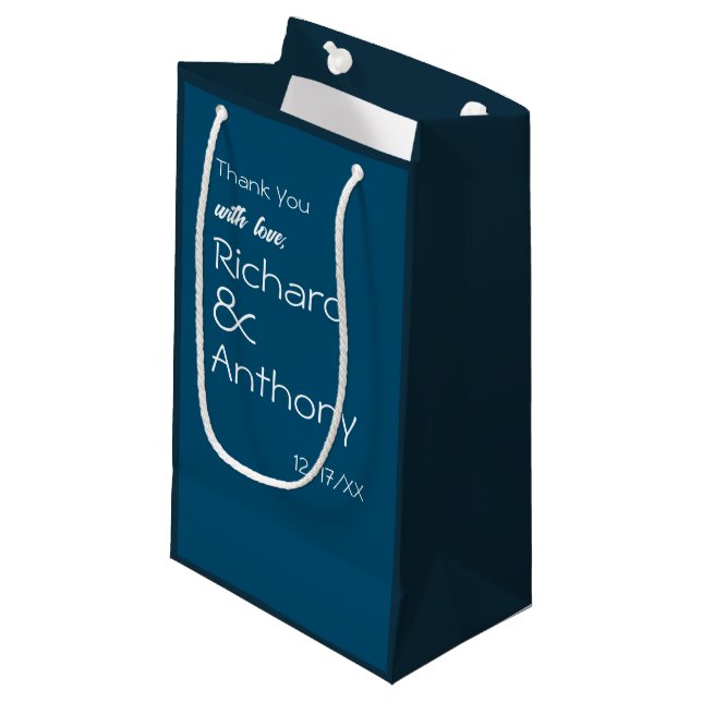 Petit Sac Cadeau Un Merci Mariage moderne et branché (Devant Angle)