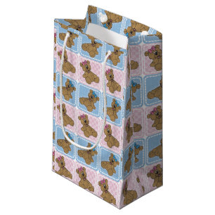Petit Sac Cadeau Unisex Nounours de bébé rose et bleu
