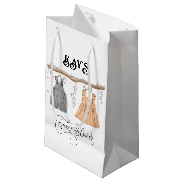 Petit Sac Cadeau Unisex Twins Verdure Baby shower Floral (Devant Angle)