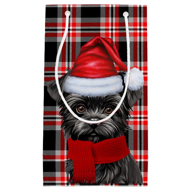 Petit Sac Cadeau Vacances Affenpinscher Chien Vacances Noël Joué (Devant)