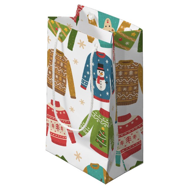 Petit Sac Cadeau Vacances de Noël moches mais mignonnes (Devant Angle)