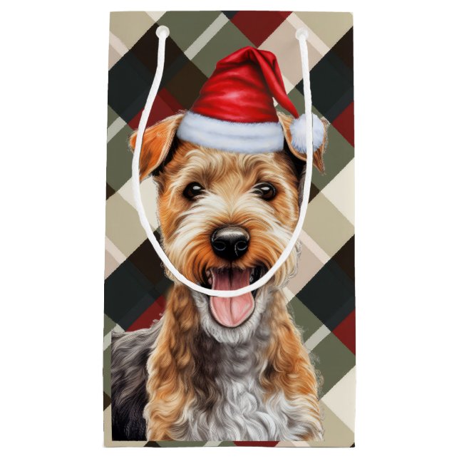 Petit Sac Cadeau Vacances Lakeland Terrier Chien Amusants Plaid Noë (Devant)