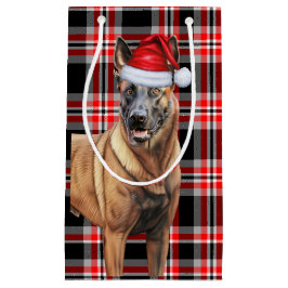 Petit Sac Cadeau Vacances Malinois Chien Rouge Rouge Noël