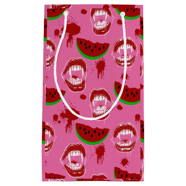 Petit Sac Cadeau Vampire Mangeant de la Pastèque Soirée Summerween  (Devant)