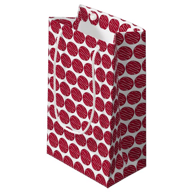 Petit Sac Cadeau Vente de biscuits en velours rouge givrée (Devant Angle)