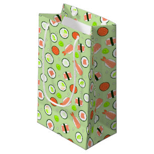 Petit Sac Cadeau Vert mignon de motif de sushi