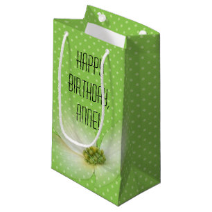 Petit Sac Cadeau Vert néon avec anniversaire de fleur cosmos
