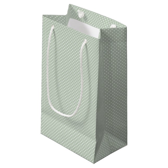 Petit Sac Cadeau Vert sauge à pois (Devant Angle)