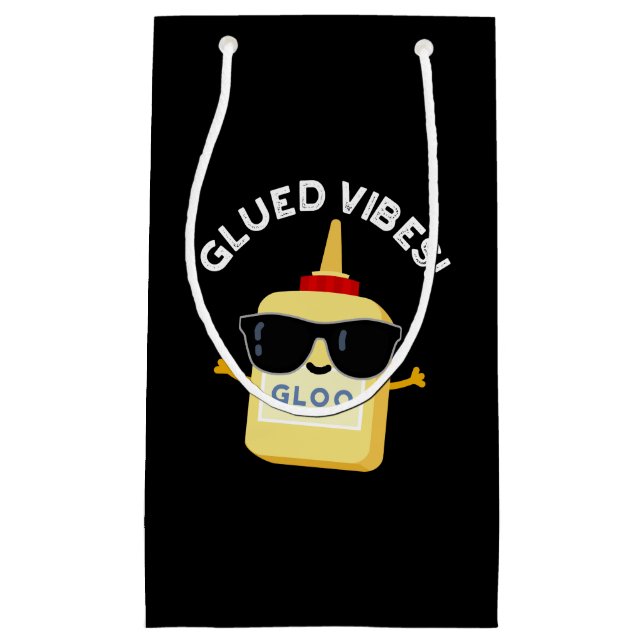Petit Sac Cadeau Vibes Gluées Funny Glue Pun Dark BG (Devant)