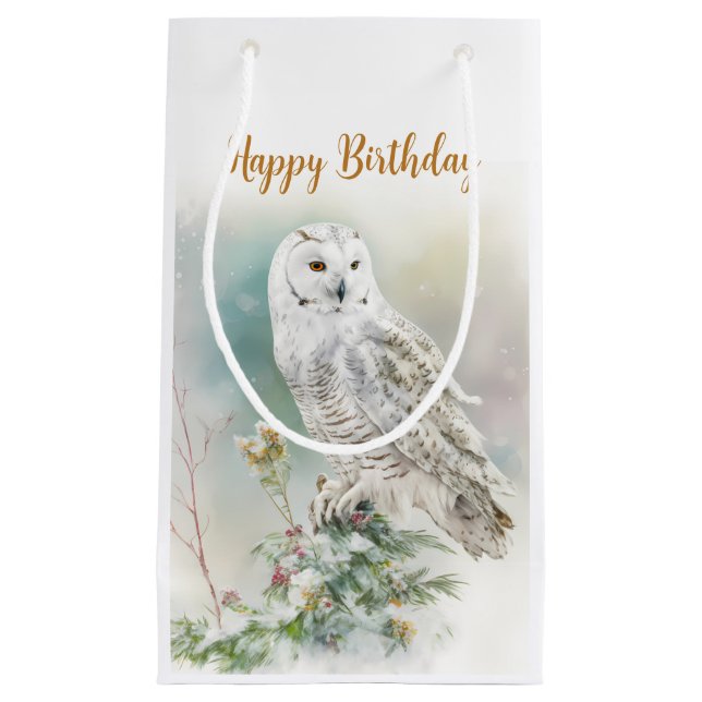 Petit Sac Cadeau Villes d'hiver Owl - fête d'anniversaire - (Devant)