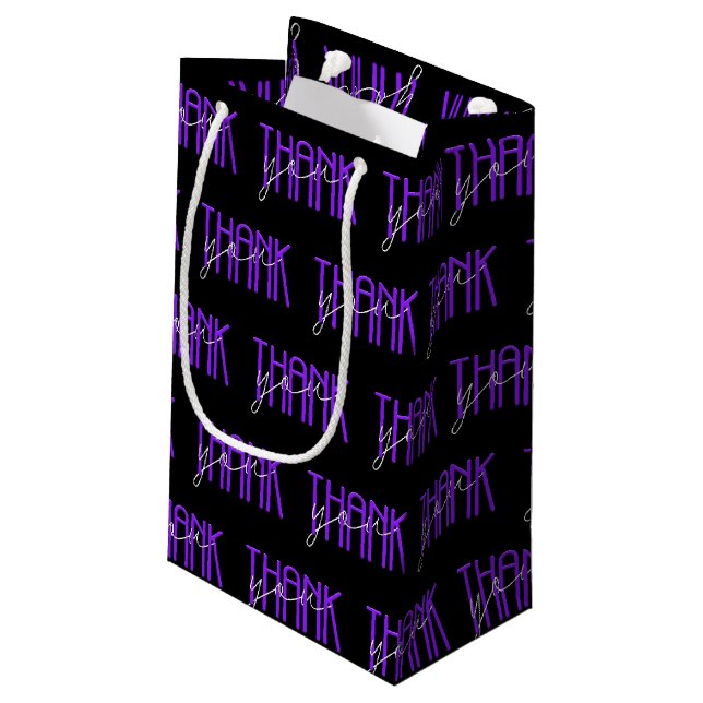 Petit Sac Cadeau violet et blanc merci (Dos Angle)