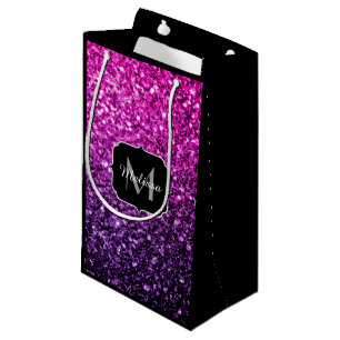 Petit Sac Cadeau Violet rose ombre faux parties scintillant scintil