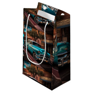 Petit Sac Cadeau Voiture bleue rétro