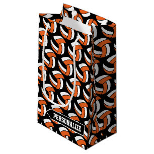 Petit Sac Cadeau Volley-ball orange, blanc et noir - Personnaliser