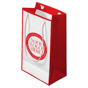 Petit Sac Cadeau Votre logo ou autre image Noël blanc et rouge