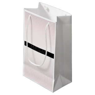 Petit Sac Cadeau Votre nom Blanc fin et Rose subtil Ombre Stripes