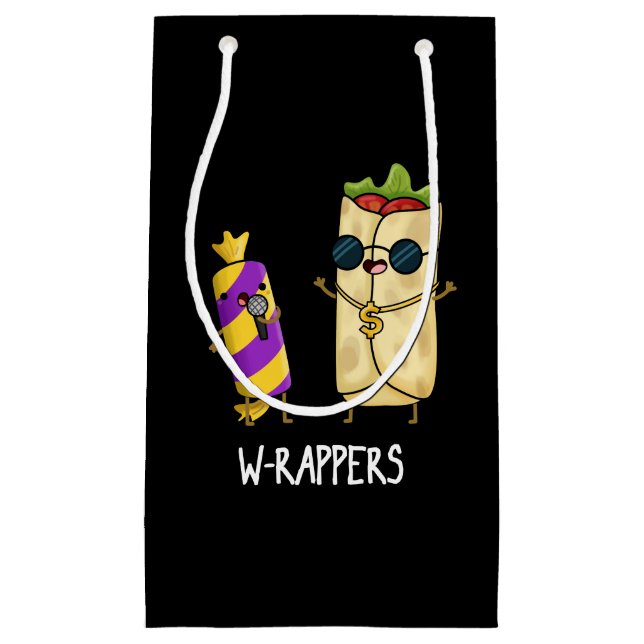 Petit Sac Cadeau W-rappers Funny Food Pun Dark BG (Devant)