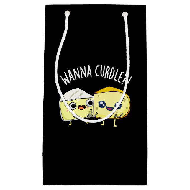 Petit Sac Cadeau Wanna Curdle Funny Cheese Puns Dark BG (Devant)