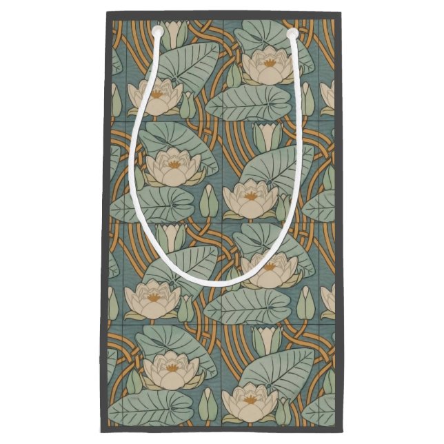 Petit Sac Cadeau Water Lys Lily Art Nouveau Nature (Devant)