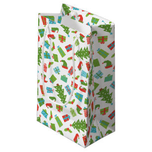 Petit Sac Cadeau Whimsical Retro Tree Cadeaux Elf Casquette Chaussu