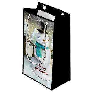 Petit Sac Cadeau Whimsman de neige en Dessin de Noël d'hiver