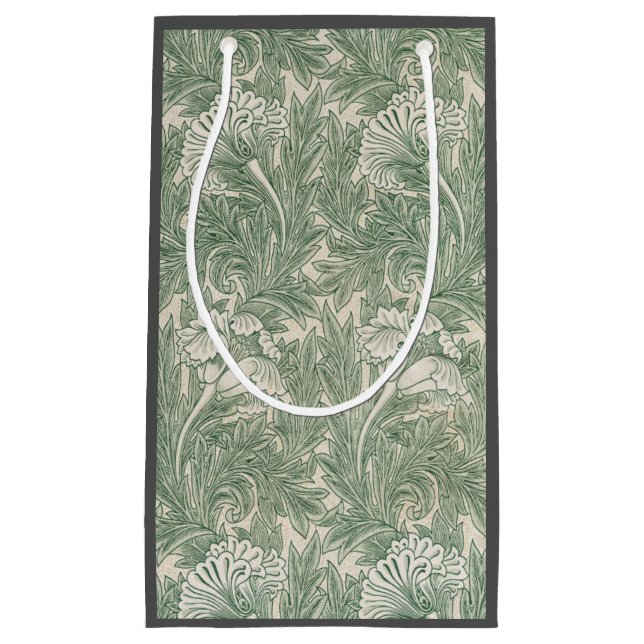 Petit Sac Cadeau William Morris tulip fond textile vert (Devant)