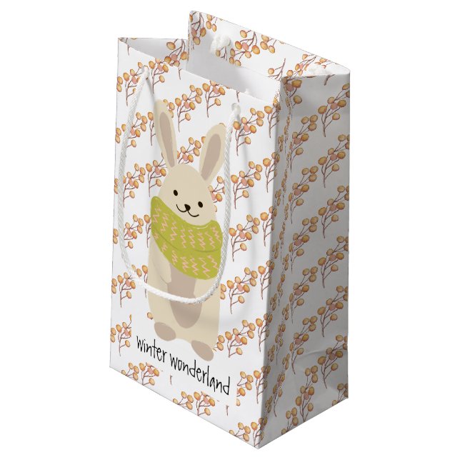 Petit Sac Cadeau Winter Rabbit With His Striped Scarf (Dos Angle)