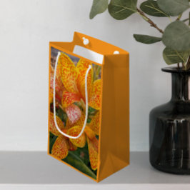 Petit Sac Cadeau Yellow Canna Lily with Red Speckles Floral