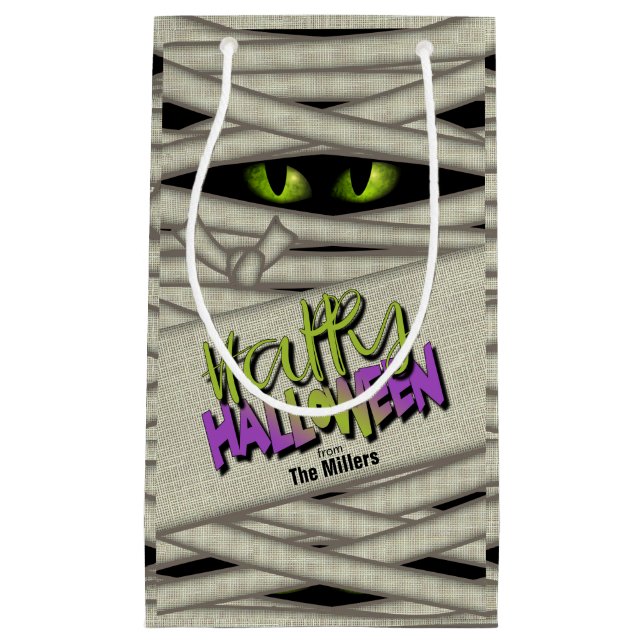 Petit Sac Cadeau Yeux de maman Halloween Green ID685 (Devant)