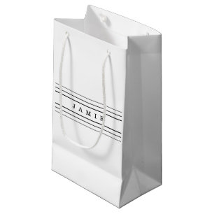 Petit Sac Cadeau Your Custom Text & Modern Stripes Black & White