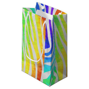 Petit Sac Cadeau Zebra Rainbow et White Print