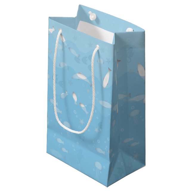 Petit sac de cadeau d'océan bleu (Devant Angle)