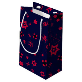 Petit sac en papier cadeau bleu foncé et rouge