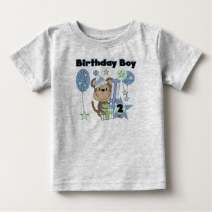Petit Singe Avec Cadeaux T-shirts 2e Anniversaire