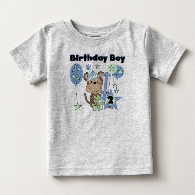 Petit Singe Avec Cadeaux T-shirts 2e Anniversaire (Devant)