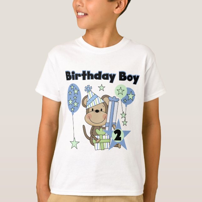 Petit Singe Avec Cadeaux T-shirts 2e Anniversaire (Devant)