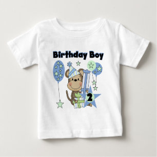 Petit Singe Avec Cadeaux T-shirts 2e Anniversaire